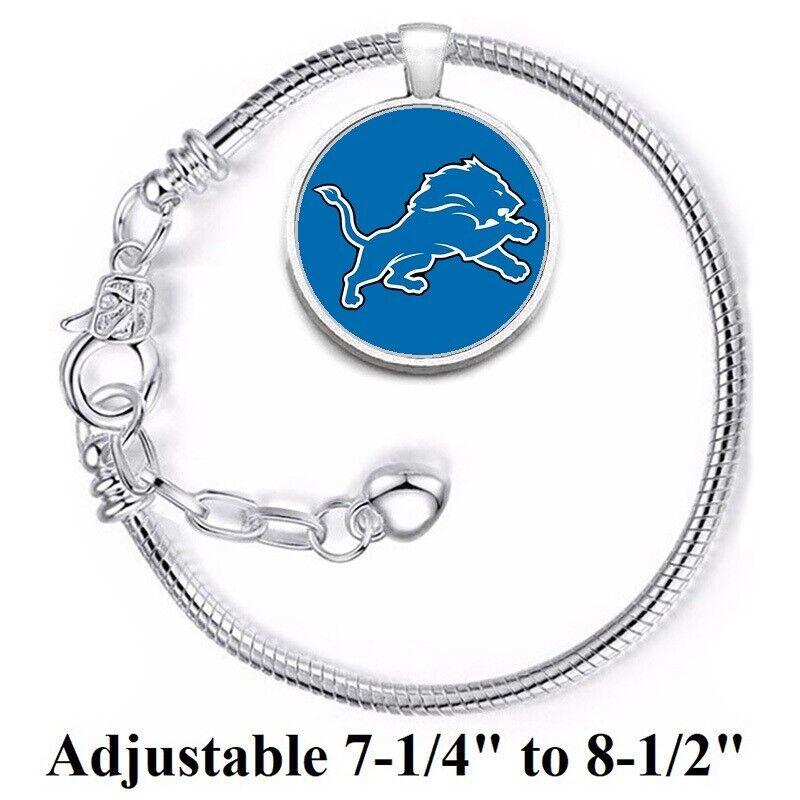 Detroit Lions Football Silver Women'S Link Bracelet W Gift Pkg D10