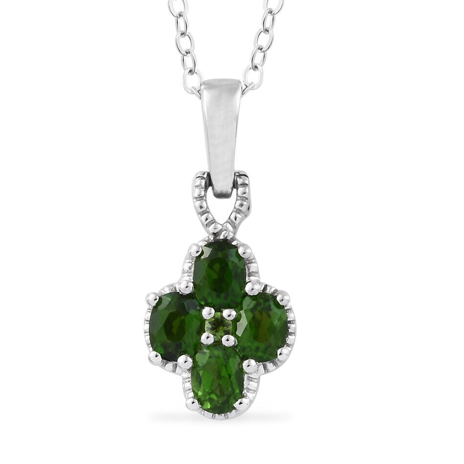 2Pc Natural Russian Diopside 925 Solid Sterling Silver Womens Necklace And Ring