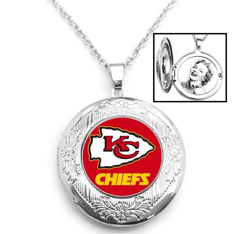 Special Kansas City Chiefs 925 Silver Link Chain Necklace W Photo Locket D16
