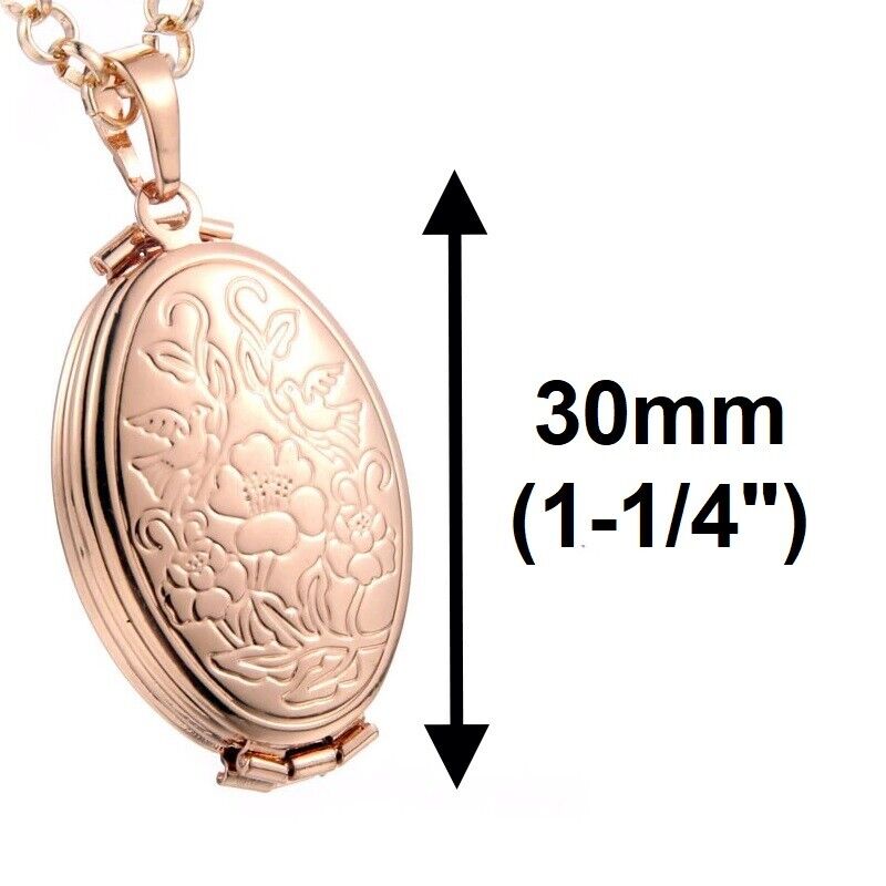 18k Rose Gold Womens Link Chain 18" Necklace With Multi Photo Locket D936
