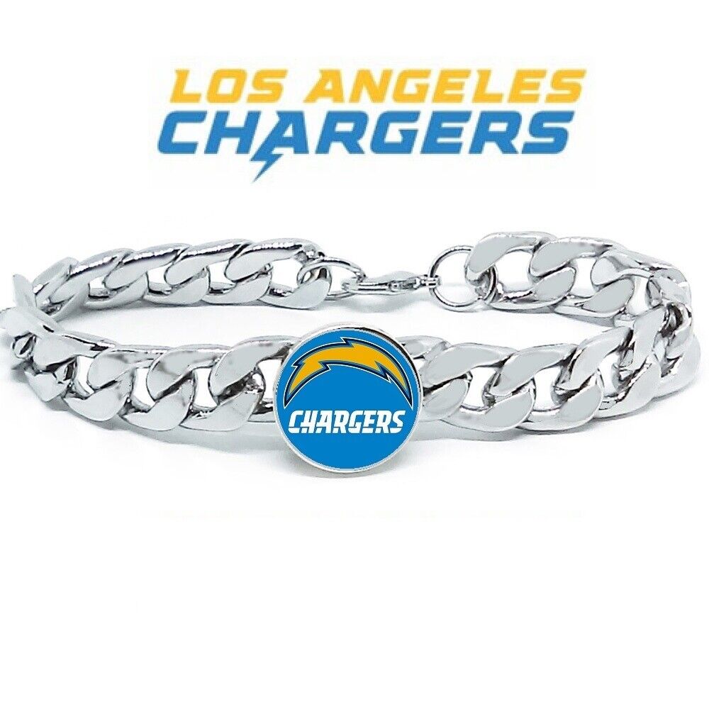 San Diego Chargers Silver Mens Curb Link Chain Bracelet Football Gift D4