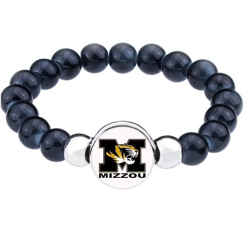 Mizzou Missouri Tigers Womens Mens Black Bead Chain Bracelet Gift D1