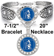 Duke Univeristy Blue Devils Womens Sterling Silver Necklace Bracelet Set D3D18