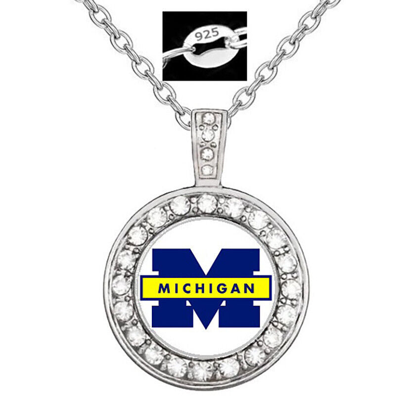 Special University Michigan Wolverines Womens Sterling Silver Necklace Gift D18