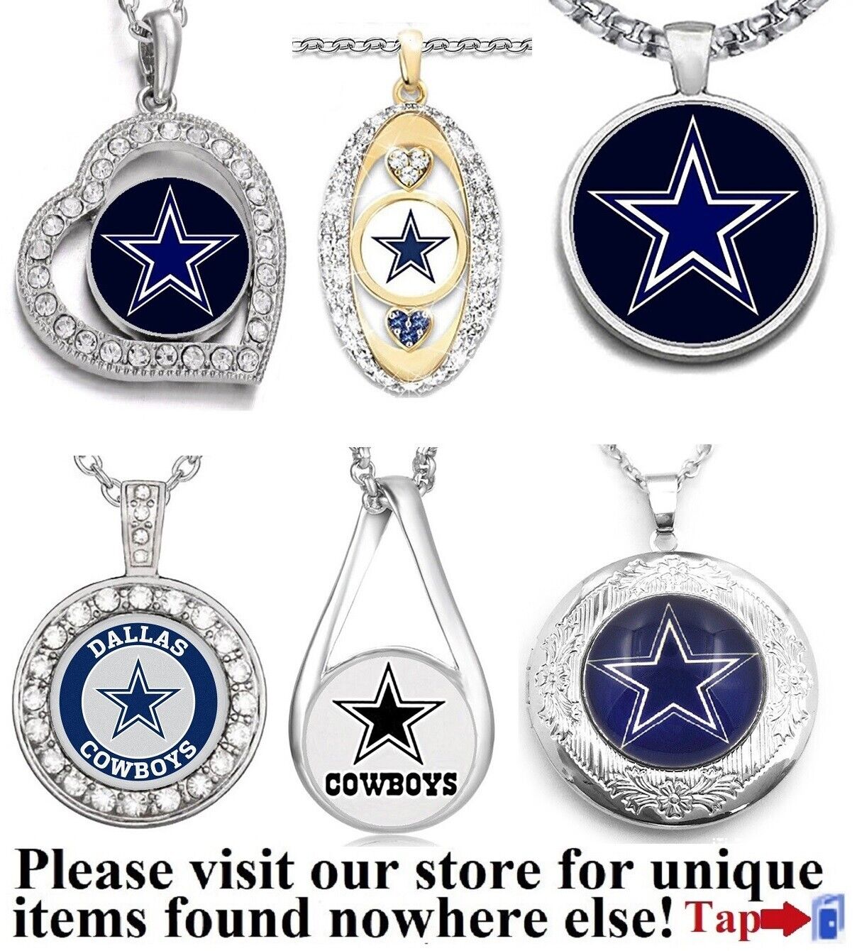 Dallas Cowboys Fan Gift Set Stainless Steel 24" Necklace and Bracelet DZD30