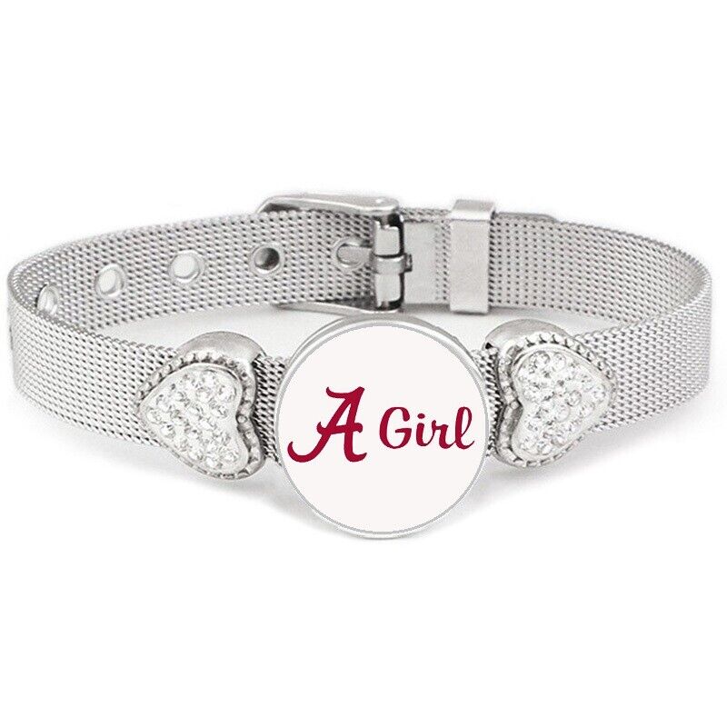 University Of Alabama A Girl Womens Adjust. Silver Bracelet Jewelry Gift D26