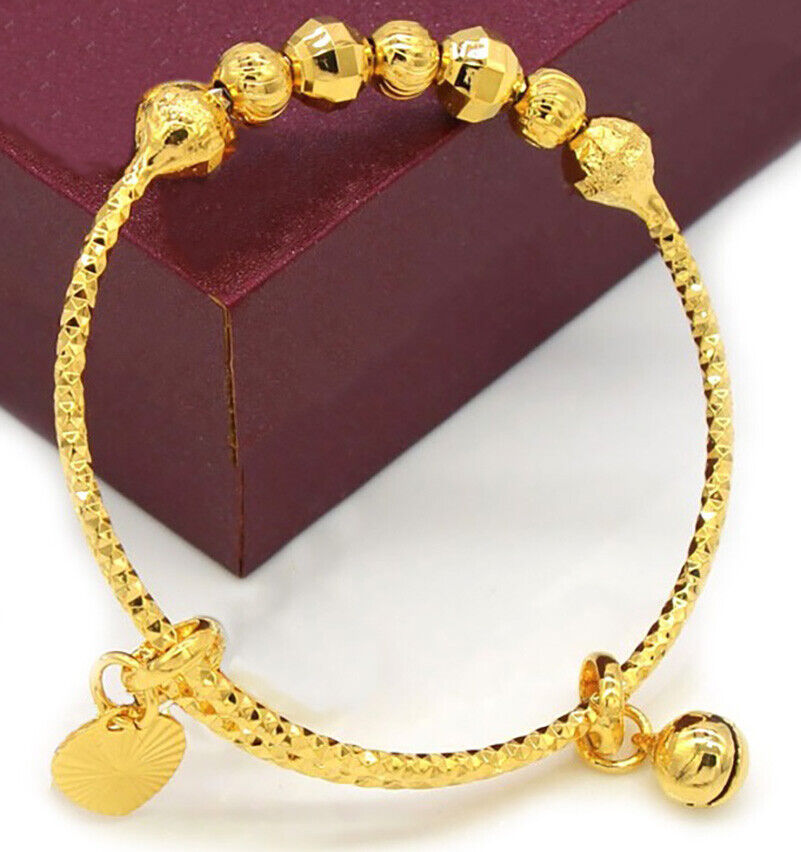18k Yellow Gold Bracelets Babys Girl's Childrens Kids Adjustable w GiftPg D288