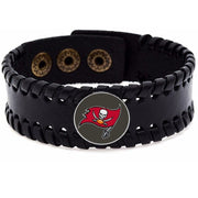 Tampa Bay Buccaneers Men'S Women'S Black Leather Bracelet Football Gift D8-1