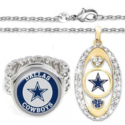 Spicial 2 Pc Set Dallas Cowboys Mens Womens Sterling Necklace With Ring D2D7