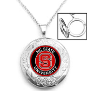 Nc State University Wolfpack Sterling Silver Link Chain Necklace With Locket D16