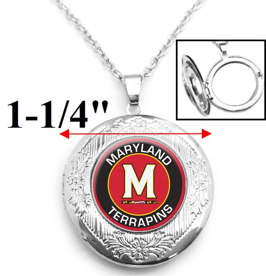 Maryland University Terrapins Womens Sterling Silver Chain Necklace Locket D16