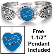 Free Pendant Gift With Detroit Lions Women'S Sterling Silver Bracelet D3F