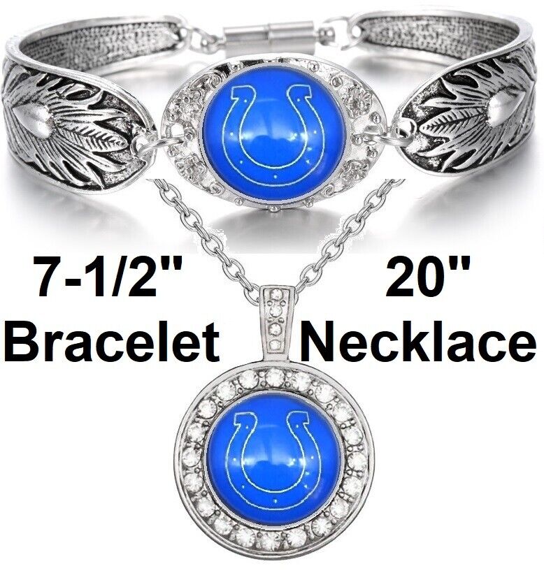 Indianapolis Colts Gift Womens Sterling Silver Necklace Bracelet Gift Set D3D18