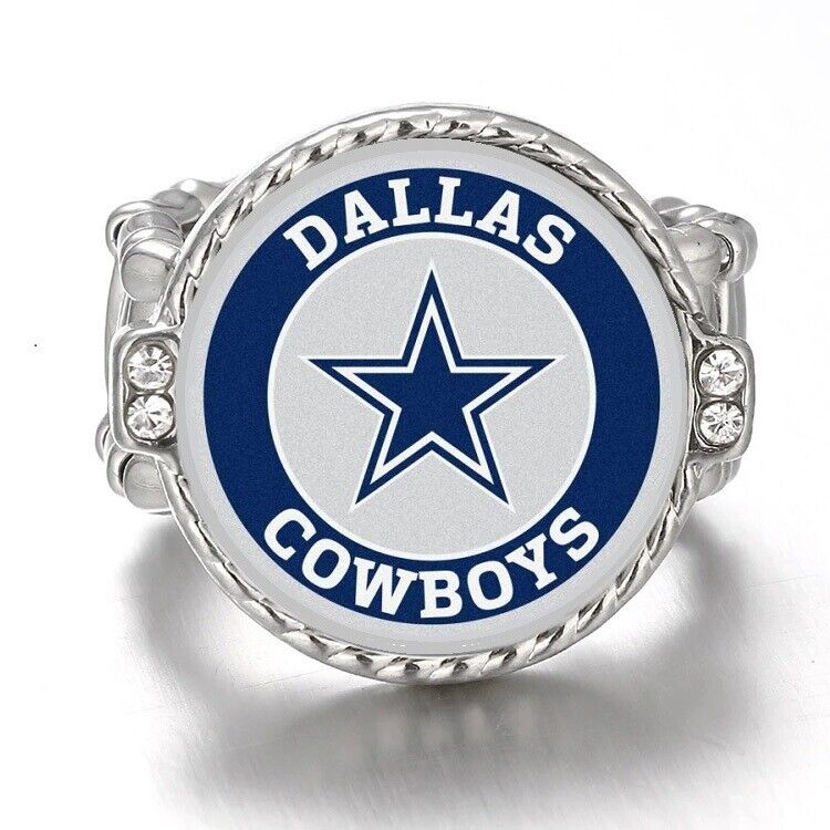Special Dallas Cowboys Silver Women'S Crystal Accent Football Ring Gift D12