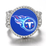Tennessee Titans Silver Women'S Crystal Accent Football Ring W Gift Pkg D12