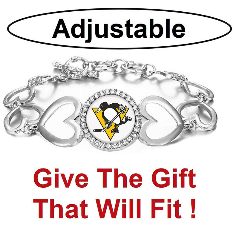 Pittsburgh Penguins Hockey Team Womens Silver Bracelet W Gift Pkg D27