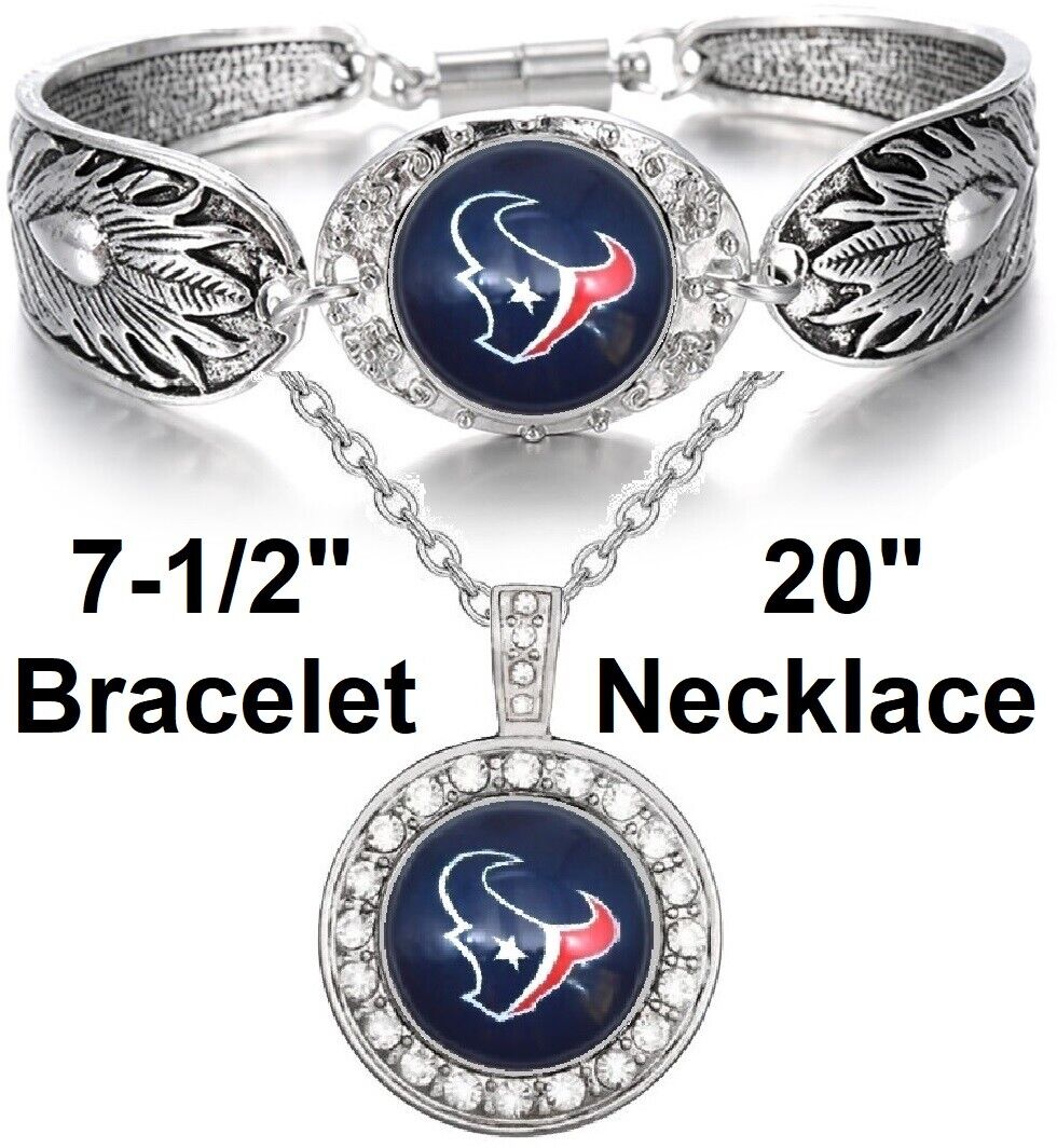 Houston Texans Gift Womens 925 Sterling Silver Necklace Bracelet Set D3D18