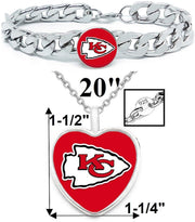 Kansas City Chiefs Mens Gift Set Sterling Silver Necklace With Bracelet D4D22