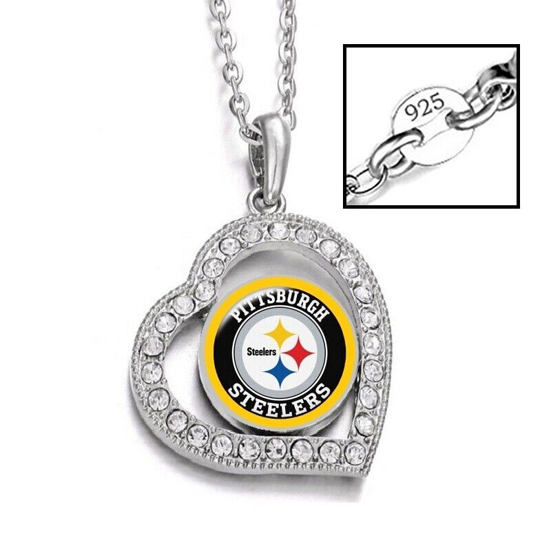 Spec Pittsburgh Steelers Womens Sterling Silver Link Infinity Heart Necklace D19
