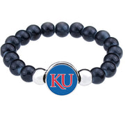 Ku University Of Kansas Jayhawks Womens Mens Black Bead Chain Bracelet Gift D1