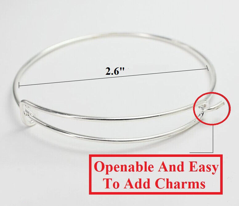 10 Pc 925 Sterling Silver Adjustable Womens Bracelets Opens ToAddCharm D492B