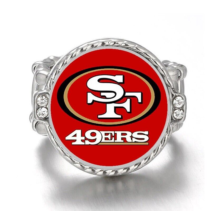 San Francisco 49Ers Silver Women'S Crystal Accent Football Ring W Gift Pkg D12