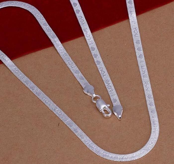 Father's Day 925 Sterling Silver Necklace Womens I LOVE YOU Snake Chain D521G