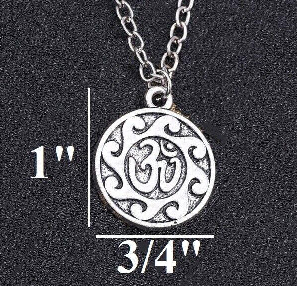 925 Sterling Silver Women's 24" Link Chain Necklace  And Yoga Zen Pendant D713B
