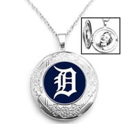Detroit Tigers Womens 925 Silver Link Chain Necklace And Photo Locket D16