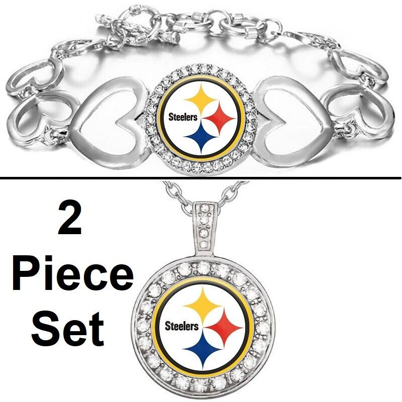 Pittsburgh Steelers Gift Set Womens Sterling Silver Necklace And Bracelet D18D27