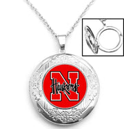 Special Nebraska Huskers Sterling Silver Link Chain Necklace And Locket Gift D16