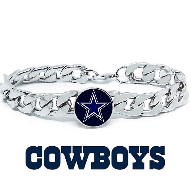 Dallas Cowboys Silver Mens Curb Link Chain Bracelet Football Gift D4