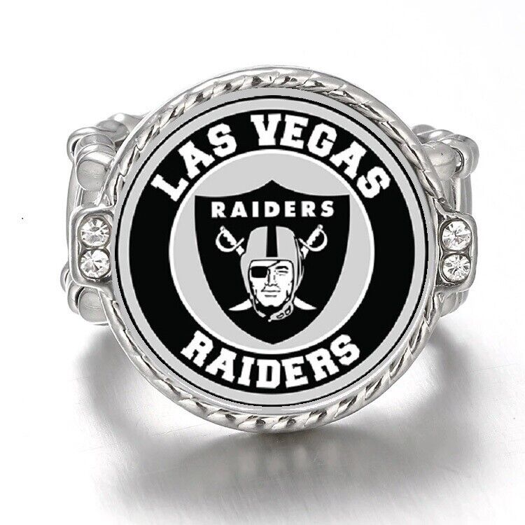 New Las Vegas Oakland Raiders Silver Womens Crystal Acent Ring D12