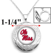 Ole Miss Womens Sterling Silver Link Chain Necklace & Locket Jewelry D16