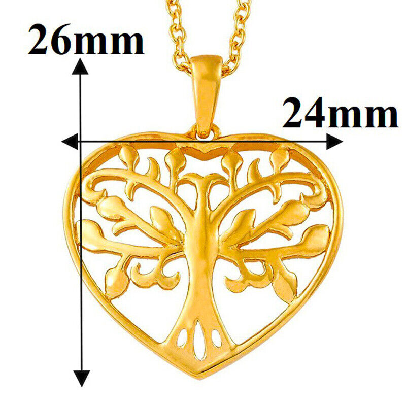 Valentines 18K Yellow Gold Over 925 Sterling Silver Love Heart Chain Necklace S5
