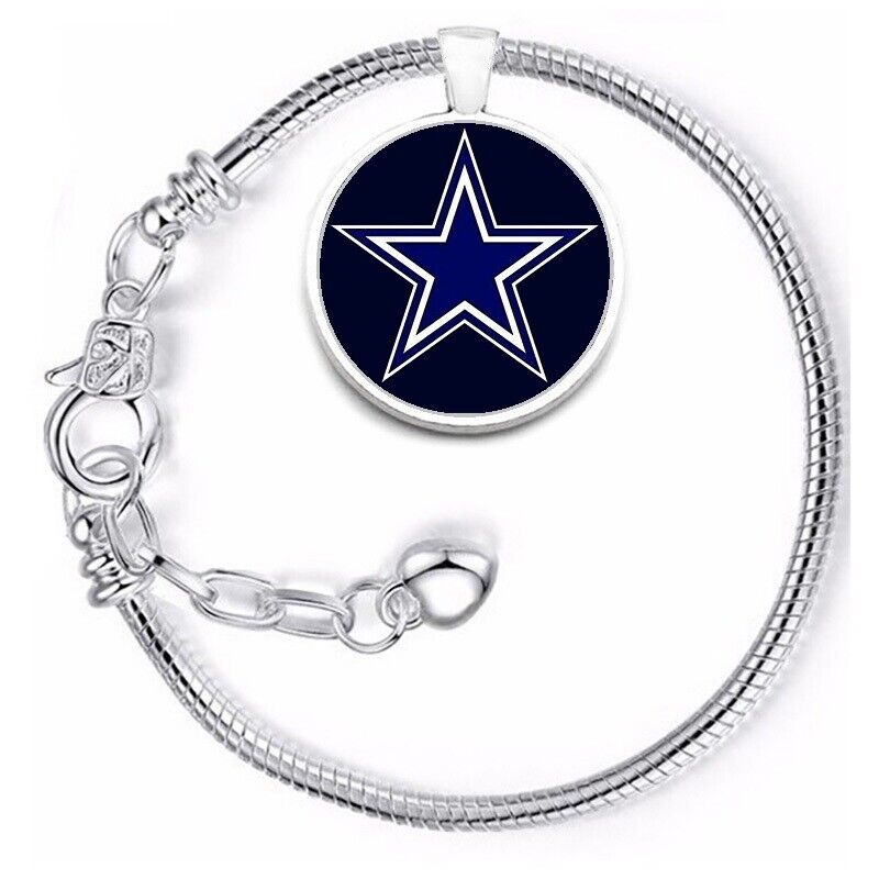 Dallas Cowboys Adjustable Sterling Silver Link Chain Bracelet Football Gift D10