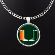 Large Miami Hurricanes Mens Womens 24" Stainless Steel Chain Pendant Necklace D5