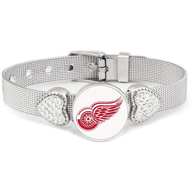 Detroit Red Wings Womens Adjustable Silver Hearts Bracelet Jewelry Gift D26