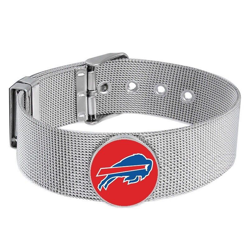 Buffalo Bills Mens Womens Silver Adjustable Bracelet W Gift Pkg D6