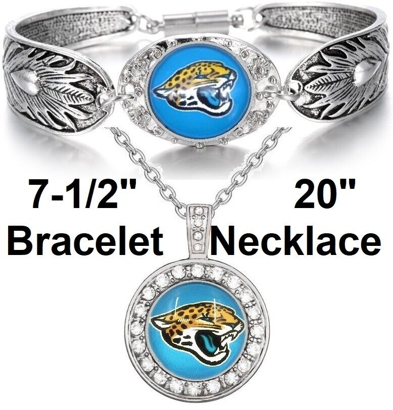 Jacksonville Jaguars Gift Womens 925 Sterling Silver Necklace Bracelet Set D3D18