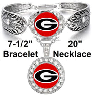 Special Georgia Bulldogs Womens Sterling Silver Necklace Bracelet Set D3D18