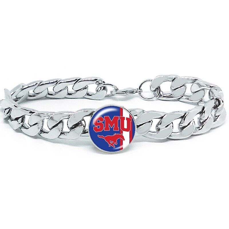 SMU Mustangs Mens Womens Link Chain Bracelet University Jewelry w Gift Pkg D4