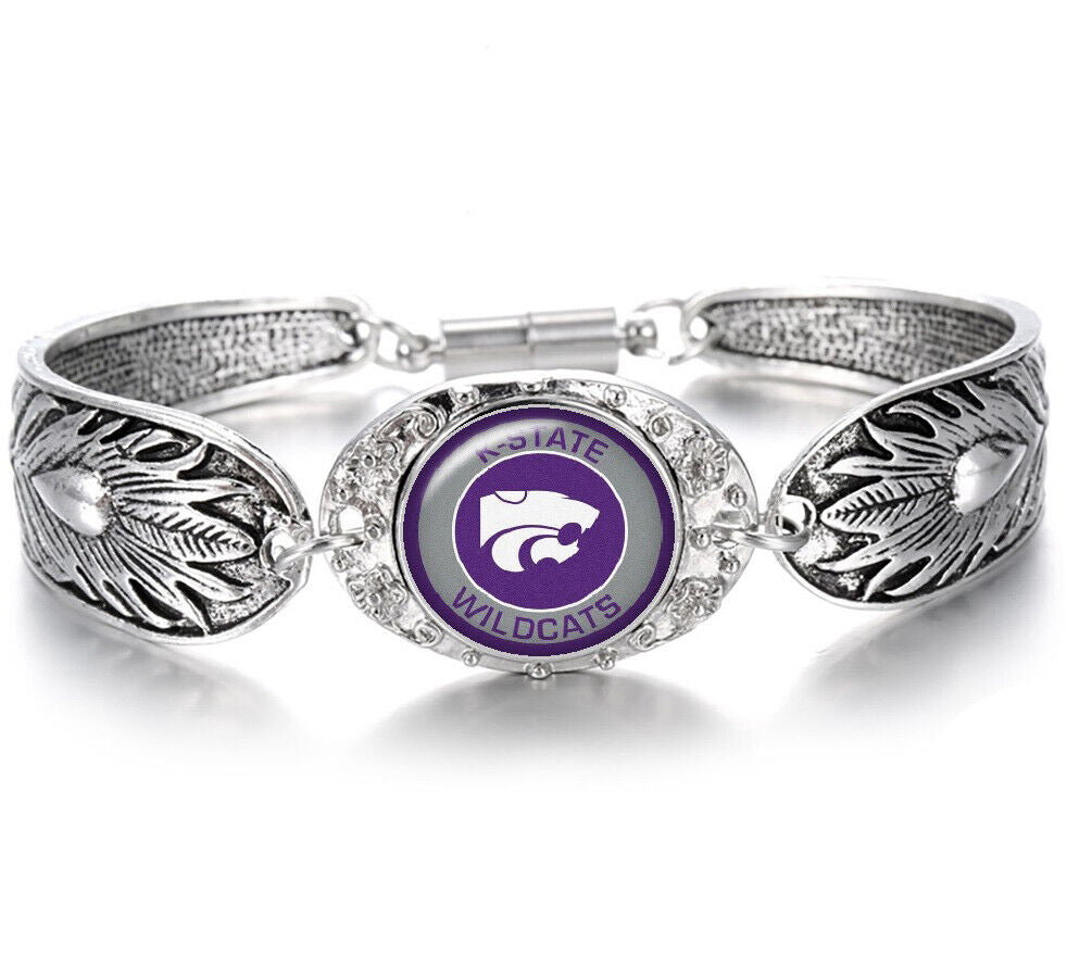 Kansas State Wildcats Womens 925 Sterling Silver Necklace Bracelet Set D3D18