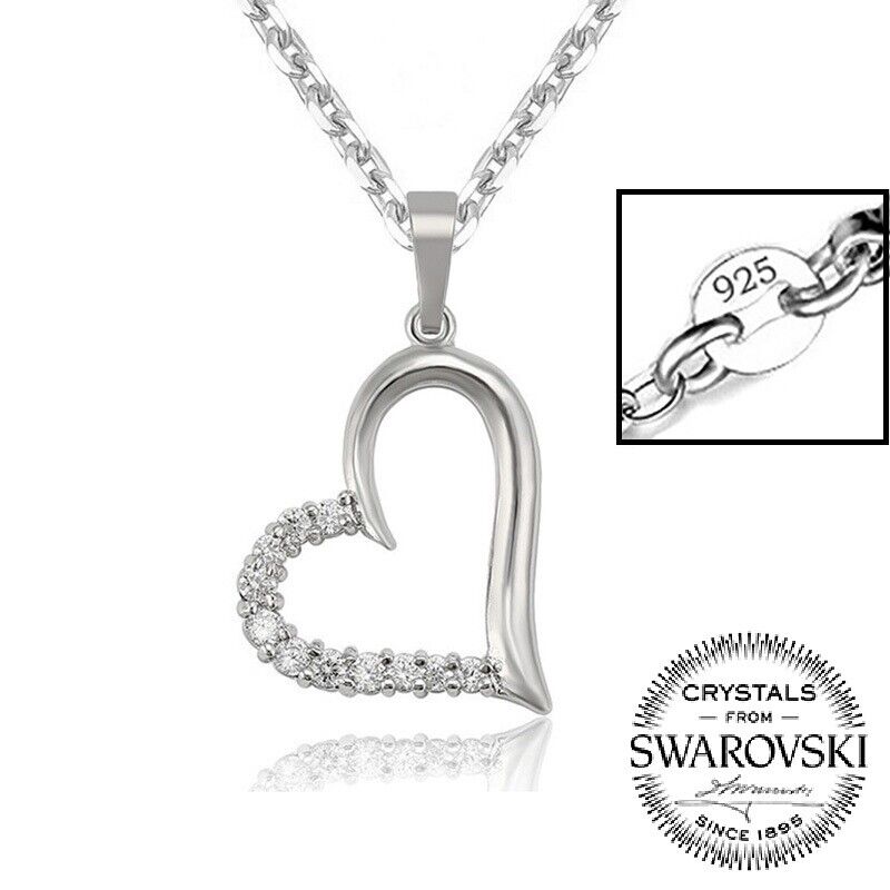 Women's 925 Sterling Silver Infinity Heart Chain Pendant 18" Necklace D956