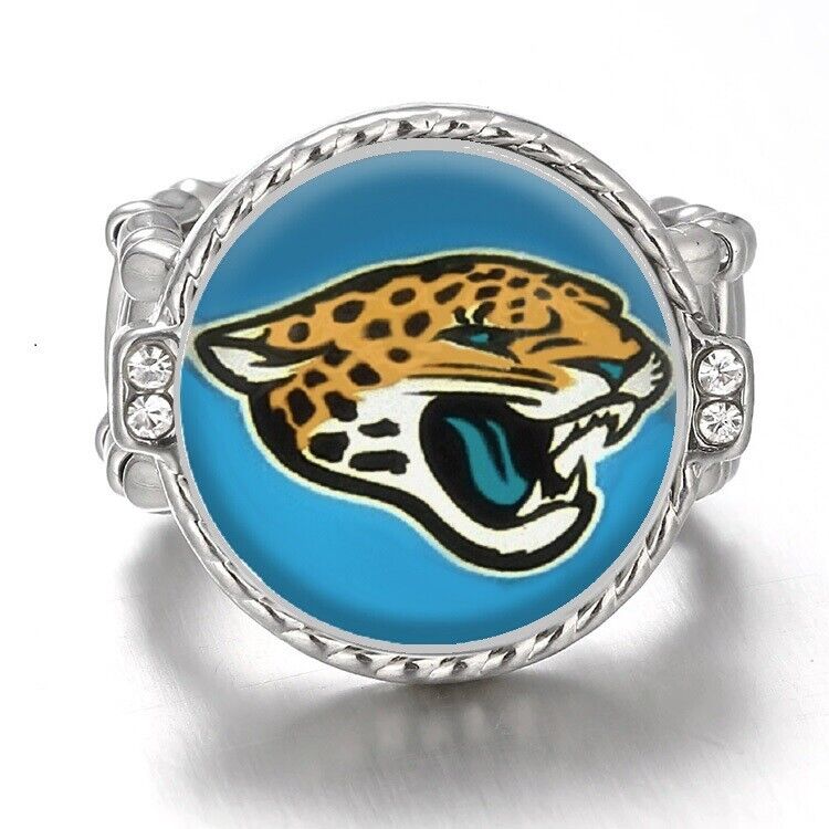 Jacksonville Jaguars Silver Women'S Crystal Accent Football Ring W Gift Pkg D12