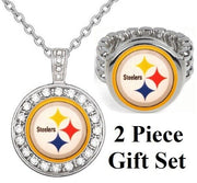 Pittsburgh Steelers Gift Set Womens 925 Sterling Silver Necklace With Ring D18D2