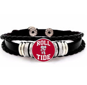 Roll Tide Alabama Crimson Tide Mens Womens Black Leather Bracelet W Gift Pk D14