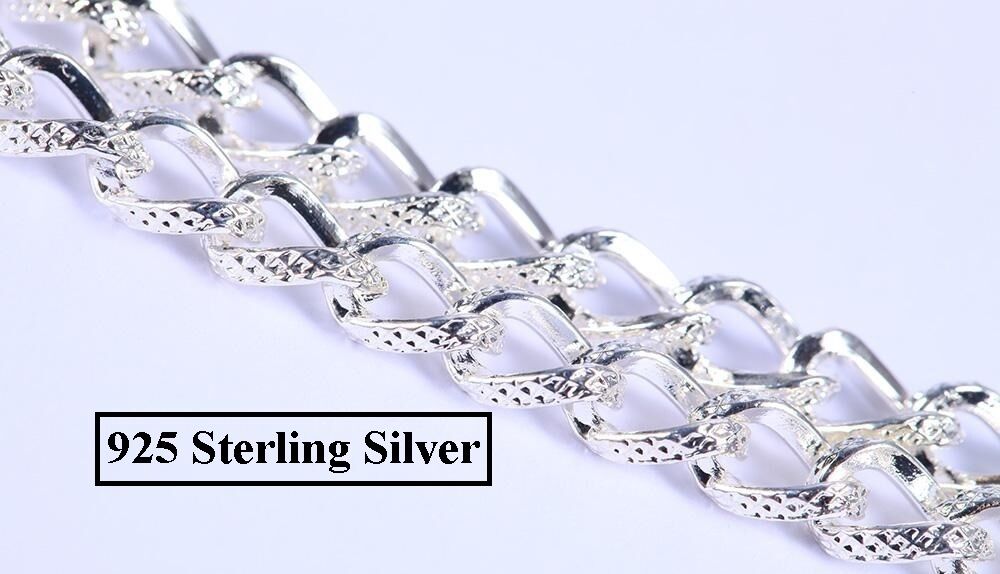 Mother's Day 925 Sterling Silver Linked Chain Women's Elegant Bracelet D174