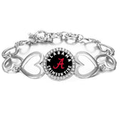 Spec Alabama Crimson Tide Womens Adjustable Size Silver Heart Link Bracelet D27