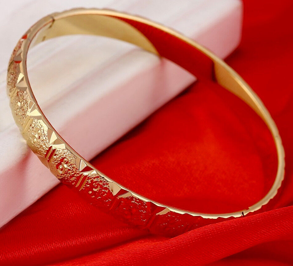 2 Piece Lot 18k Yellow Gold Opening Bracelet Women's w Gift Pkg D415-3